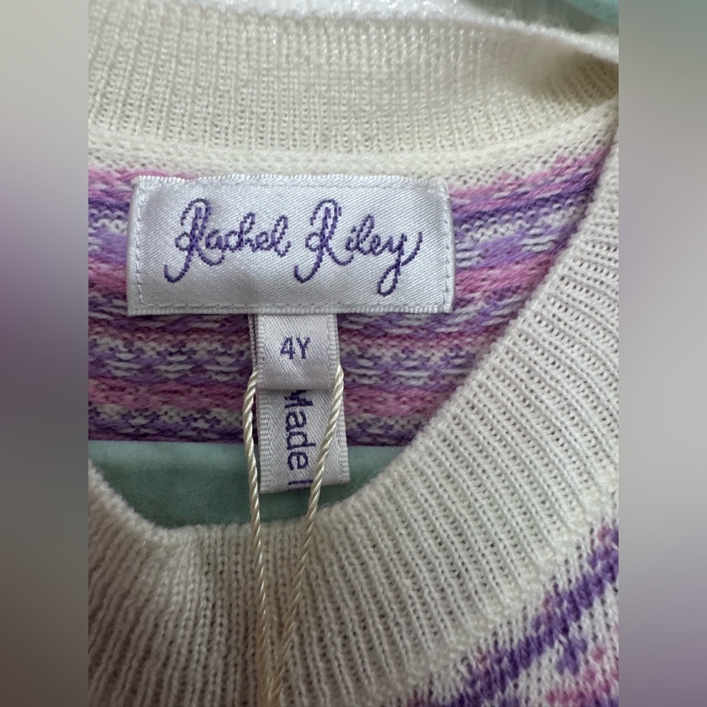 Rachel Riley London Ivory Fair Isle Knit Sweater | Girls 4Y | Wool Blend | NWT - Picture 3 of 7